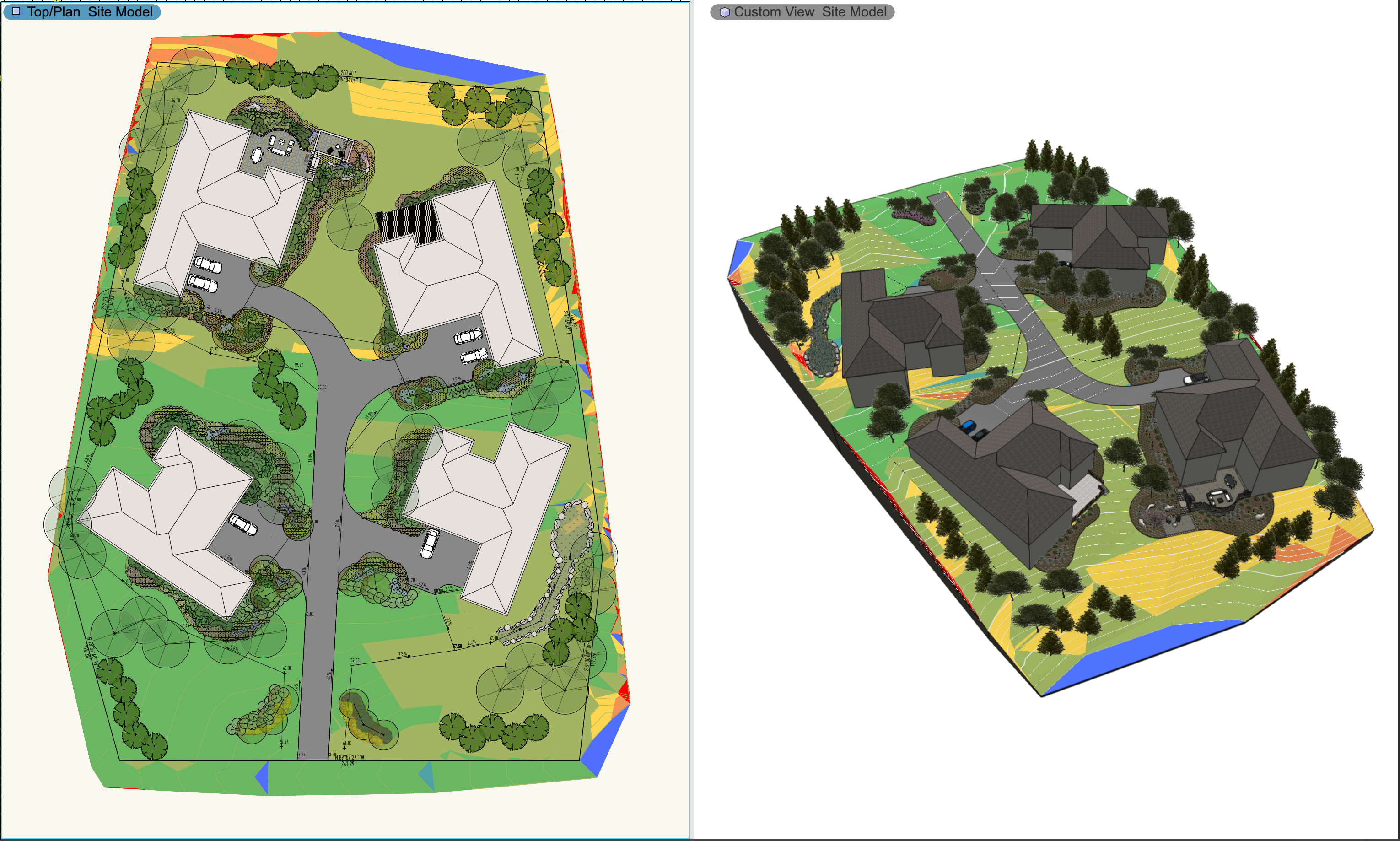 Site model with colorized slope contours