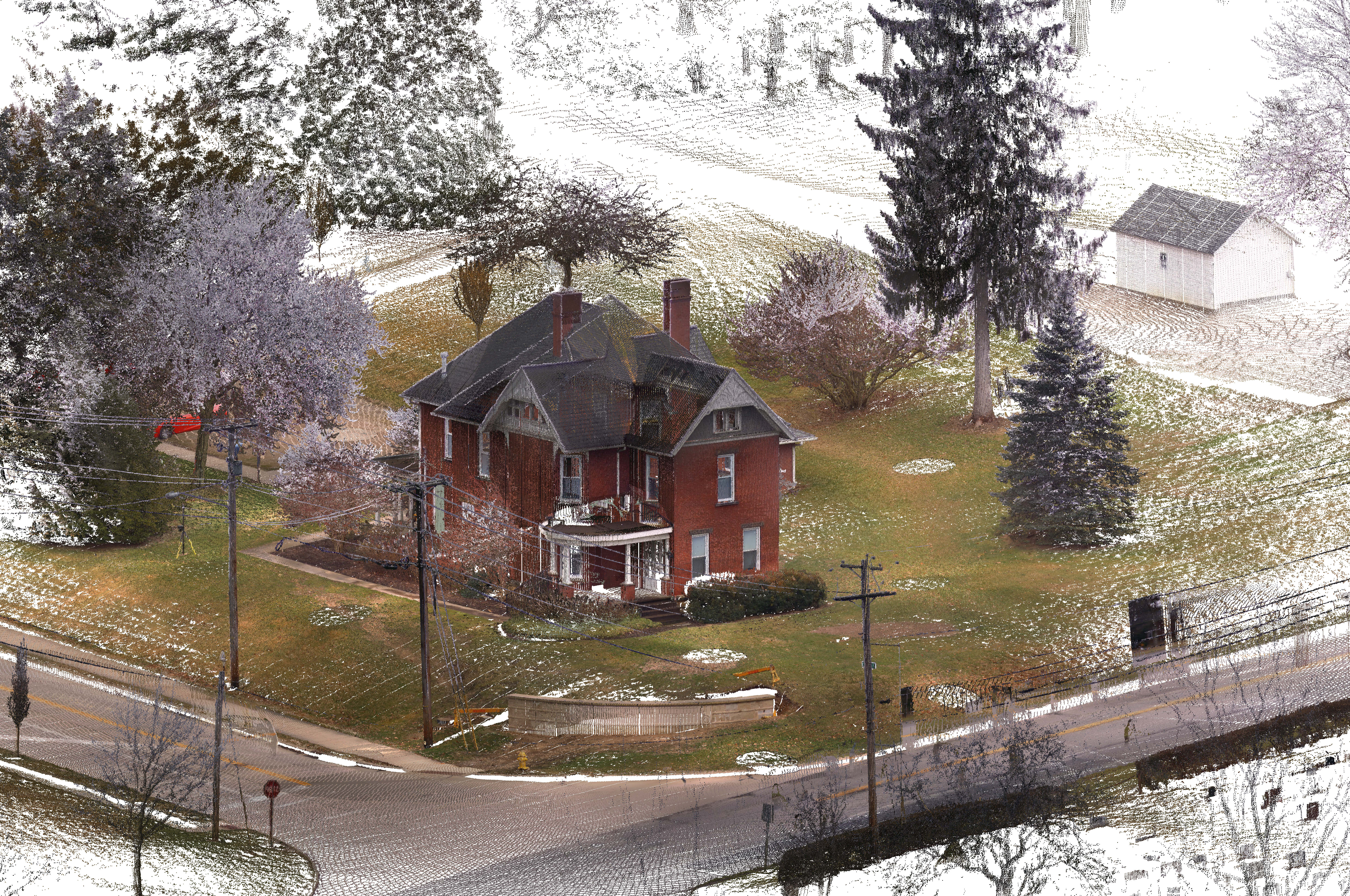 point cloud of a house and landscape